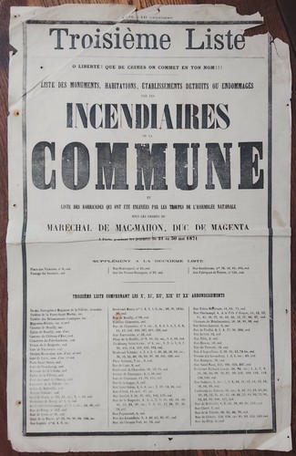 Affiche liste des monuments