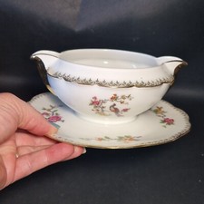 🔅 saucière en porcelaine Limoges, Berry décor oiseau paradis