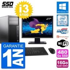 PC Tour HP WorkStation Z240 Ecran 27" i3-6100 RAM 16Go SSD 480Go Windows 10 Wifi