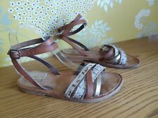 K. JACQUES Sandales tropéziennes lanières brides chevilles CUIR marron T 37 