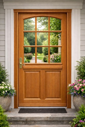 Porte entrée bois vitrée - porte,