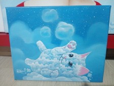 Vavasseur no banksy. No basquiat tableau 30x24 cm . le chat" cloud cat"