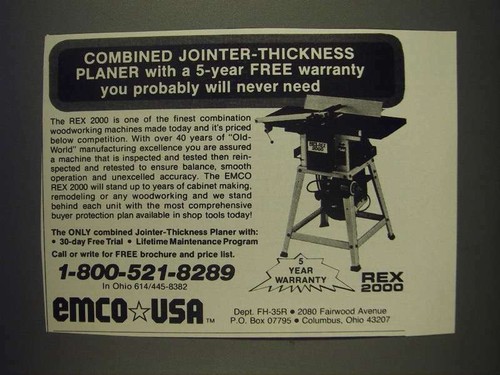 1985 emco rex 2000 jointer - 2000,