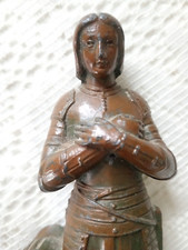 &MANQUE EPEE& Petite statuette (15cm) Jeanne d'Arc Guerrière en régule patiné