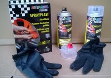 KIT 2 BOMBES PEINTURE PLASTIFIANT ELASTIQUE DC 400ML NOIR MAT TYPE PLASTI DIP
