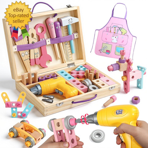 Wooden kids tool set - kids,