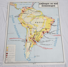 Carte Scolaire ancienne  géographique Rossignol Montmorillon-Amérique / océanie