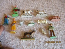 Lot ancienne Figurine STARLUX Animaux de la Ferme Mouton cheval cochon fermière