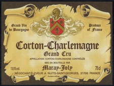 Corton-Charlemagne-Etiquette de vin de bourgogne-Grand Cru-Maray-Joly-R.574