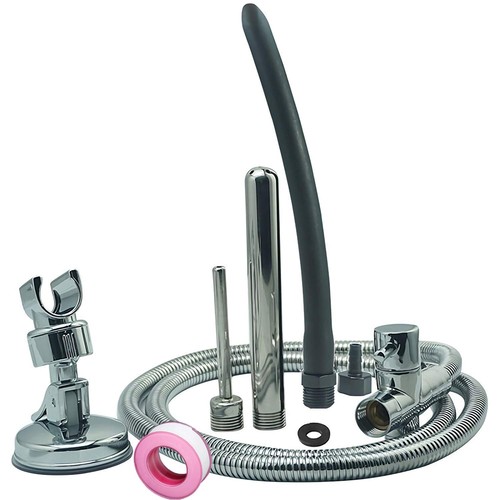 Shower enema system with - shower,
