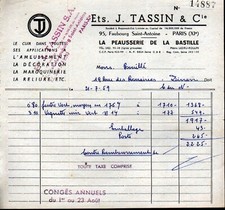 PARIS (XI°) PEAUSSERIE DE LA BASTILLE / CUIRS pour AMEUBLEMENT "TASSIN" en 1959