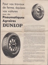 DEPLIANT PUBLICITAIRE ANCIEN PNEUMATIQUE AGRAIRES DUNLOP/PNEUS TRACTEUR/BROUETTE