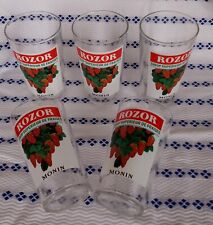 5 ancien verres ROZOR sirop supérieur de fraises MONIN