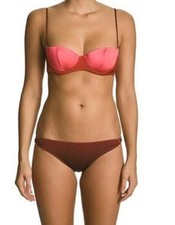 NINA RICCI Maillot bain 42/44 95C 2 pièces bikini tie dye corail brun NEUF 175€