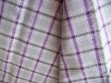 ANCIEN GRAND COUPON DE TISSU ECOSSAIS TON PARME  GRIS -100 cm x 295 cm -TIS 140