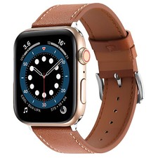 MMOBIEL Bracelet en Cuir Compatible avec Apple Watch Band 42mm 44mm - Marron