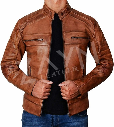 Veste cuir marron vintage - en,