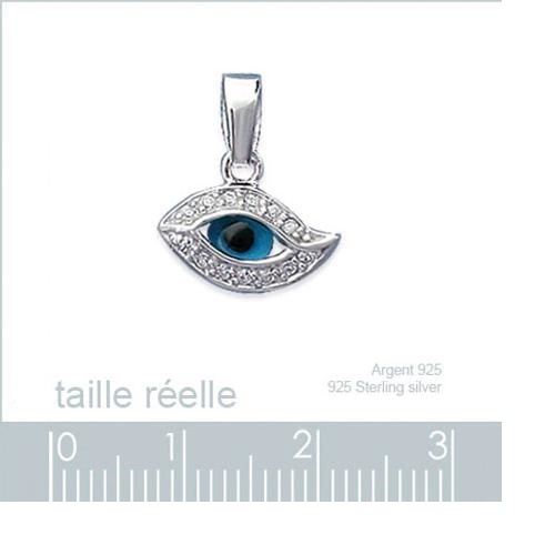 Pendentif oeil bleu pavé - oeil,