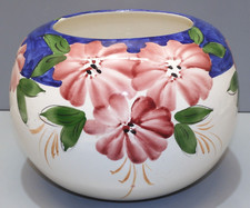 - JOLI ANCIEN CACHE POT CERAMIQUE à décor de fleurs sur le Bord non marqué   D