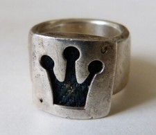 Bague anneau en argent massif signée VERSANI silver ring COURONNE crown