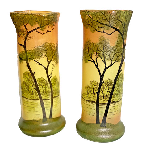 Paire vases émaillés - de,