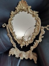 MIROIR PSYCHE DE TABLE EN LAITON A DECOR DE PUTTI VOLUTES ROCAILLE NAPOLEON III