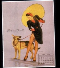 IMAGE pour ADULTE sage / PIN-UP avec CHIEN Berger Allemand , illustrée vintage