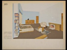 PIERRE CHAREAU, CHAMBRE À GENÈVE - POCHOIR 1930 - ART DECO français