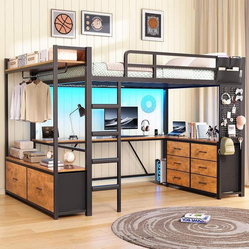 Twin loft bed with - bed, l-shaped