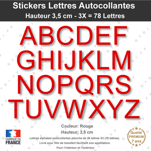 Lettres autocollantes cm - 3,5,