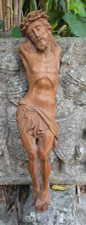 Grand Christ en croix bois Sculpté sans bras 38cm de haut finement Sculpté 1930