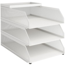 Corbeilles à Courrier en Maille Métallique à 3 Niveaux Organiseur de Bureau M...