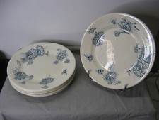 Très beau lot 6 assiettes plates faïence Givors décor Marguerite vers 1900-1930