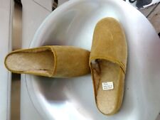 PANTOUFLE D'HIVER CHAUSSON CROUTE CUIR CAMEL & FOURRURE BLANCHE T 38 NEUVE