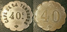 Jeton de nécessité - Café de la Terrasse 40c - 40 centimes à localiser
