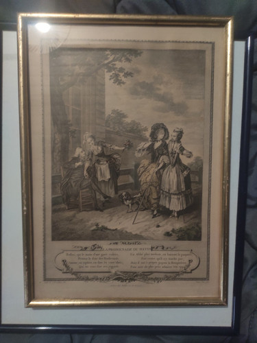 Ancienne gravure promenade - "la,