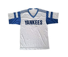 adidas Vintage Baseball Jersey Rare Collectible L Yankees New York Blue Worn 