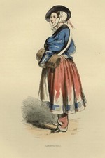 1842 MILITAIRE CANTINIÈRE CANTINE Les Français gravure estampe aquarellée époque