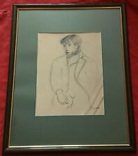 Superbe fusain du XX e siècle par Bertrand Mogniat Duclos "portrait d'un garçon"