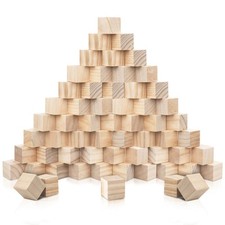 Kurtzy Cube en Bois (60 Pcs) - Petit Cube Bois Brut 2x2x2 cm - Bloc Bois Naturel