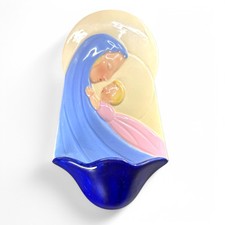 Bénitier Desvres – Vierge à l'Enfant – Gabriel Fourmaintraux – Faïence émaillée