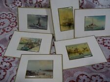 lot=7x5cm=cadres  miniatures émaillées 6piéces oiseaux canards volants  barques 