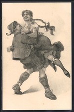 AK Paire Bavarois En Costume