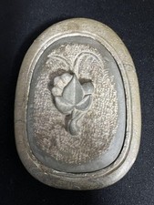 Pierre à encre ovale en pierre avec sculpture en fleurs de pêcher - outil de ...