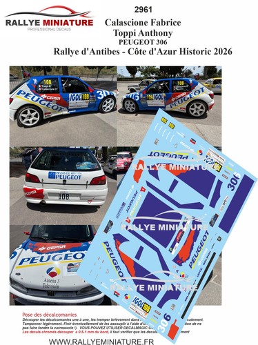 Decals ref 2961 peugeot - 1/18,