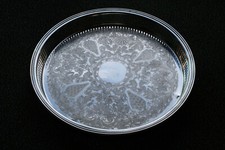 PLATEAU ROND METAL ARGENTE FLEURON FRANCE