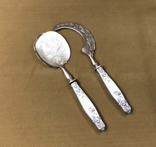 CROSSARD couvert de service à glace ART NOUVEAU métal argenté Décor floral