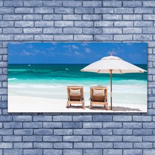 Photo sur toile Image Tableau Impression 140x70 Paysage Plage Chaises