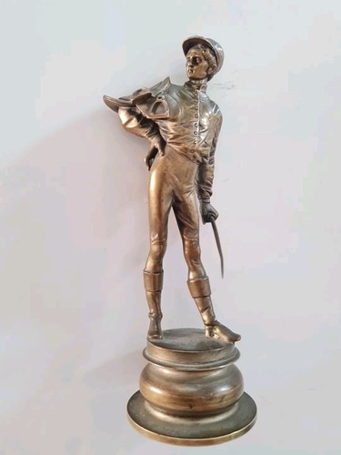 Statue bronze argenté jockey - statue,