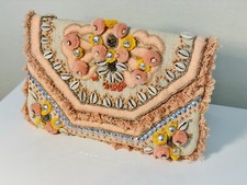 canvas clutch bag With Pom